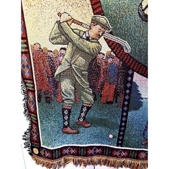 American Weavers Vintage Tapestry Blanket Golf Themed - Picture 6 of 11